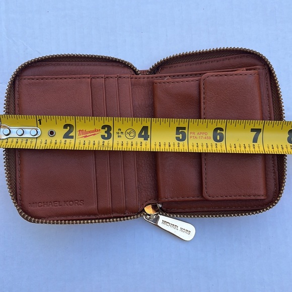 NWOT Michal Kors bifold canvas leather tan brown wallet - Picture 9 of 12